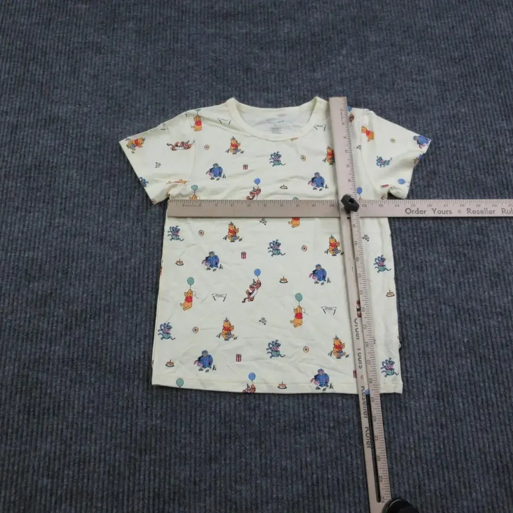 Kyte Shirt Unisex Kids 7 Yellow Short Sleeve Rayon Spandex Winnie The Pooh NWT